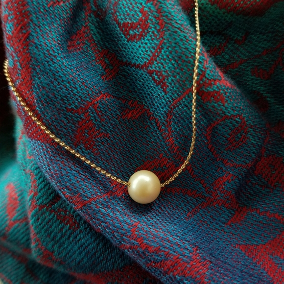 Relisted -Vintage Vendome single pearl necklace white and gold tone solitaire - Picture 7 of 17